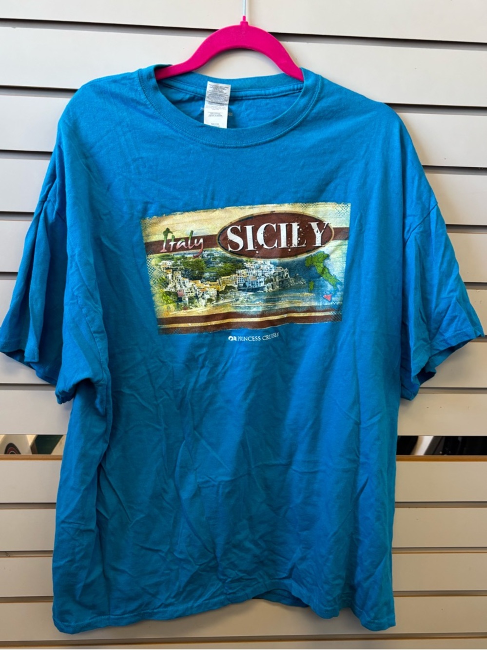 Italy- Sicily Princess Cruise Graphic Tee - Teal Men's Shirt